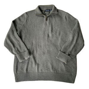 Nautica Sweater Sz M Gray 1/4 Zip Long Sleeve Collared Pullover Rolled Knit Mens